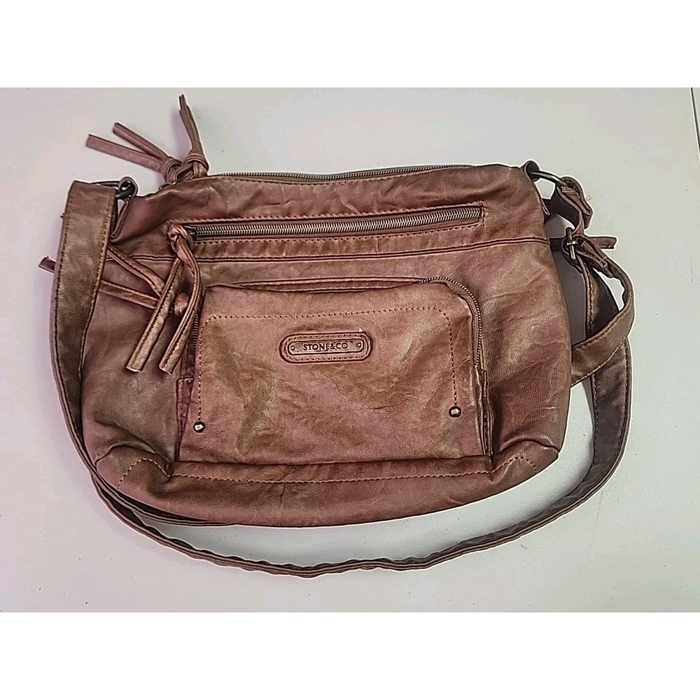 Stone Mountain USA Brown Shoulder Bag Crossbody Purse Adjustable faux leather